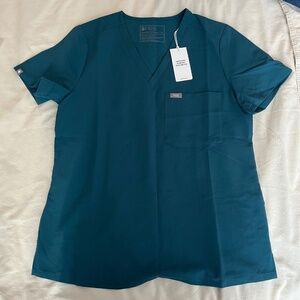 NWT FIGS Catarina One-Pocket Scrub Top in Caribbean Blue